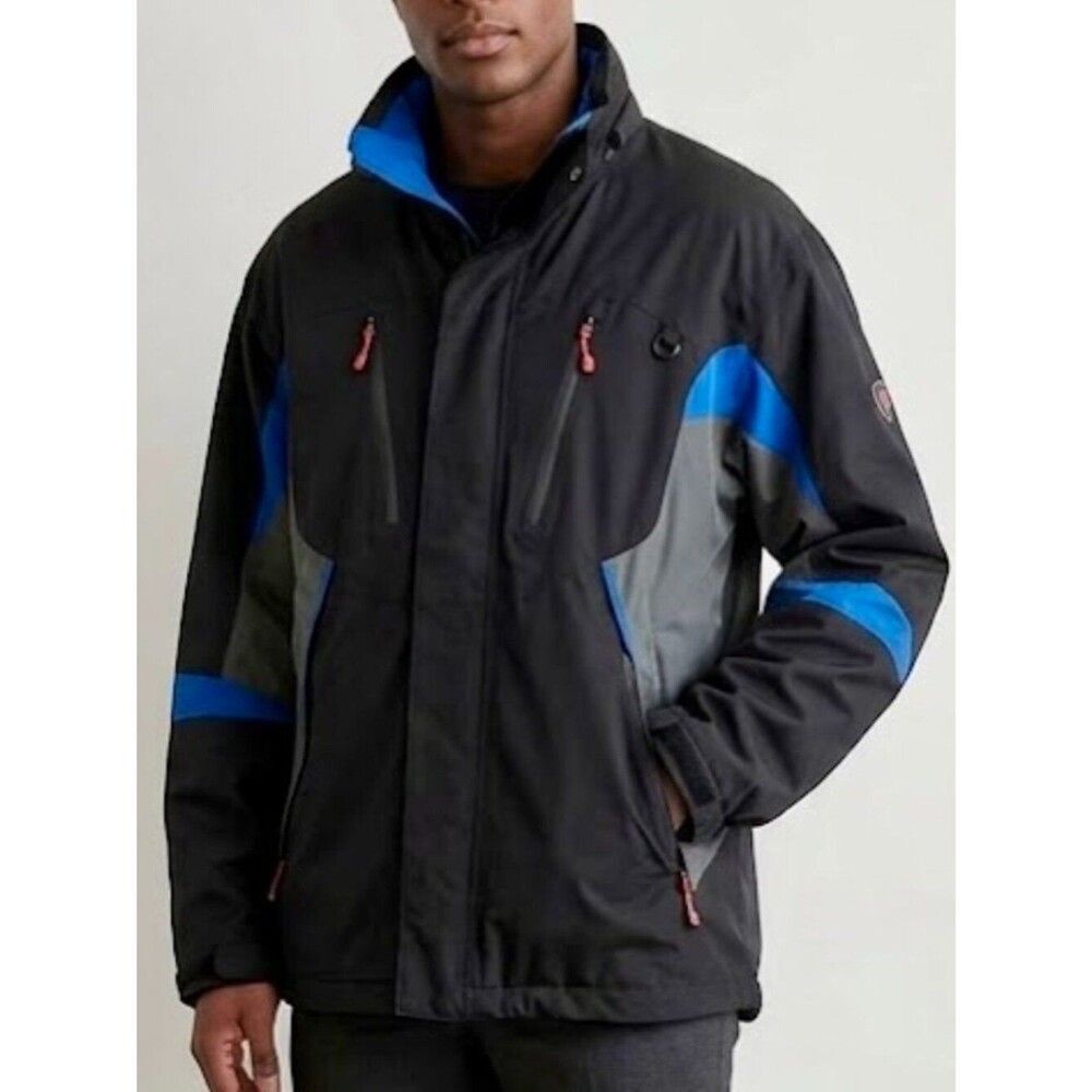 Protection System Fleece Lined Performance Technical Coat Black Blue Mens L